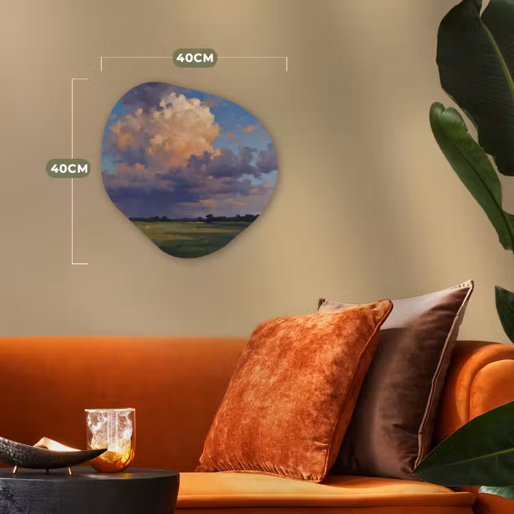 Lucht - Wolken - Landschap - Modern - Oranje Wandcirkel Organisch Forex 3mm klein -sfeer3