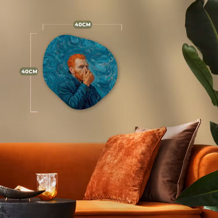 Portret - Klassiek - Blauw Wandcirkel Organisch Forex 3mm klein -sfeer3