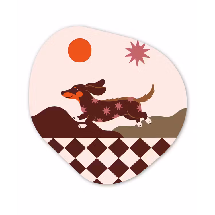 Hond - Abstract - Dieren - Modern - Bruin Wandcirkel Organisch Forex 3mm klein -3d