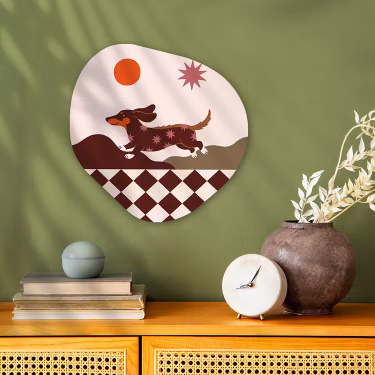 Hond - Abstract - Dieren - Modern - Bruin Wandcirkel Organisch Forex 3mm klein -sfeer2
