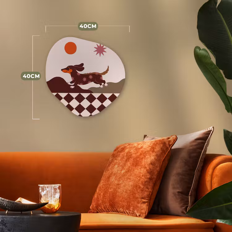 Hond - Abstract - Dieren - Modern - Bruin Wandcirkel Organisch Forex 3mm klein -sfeer3