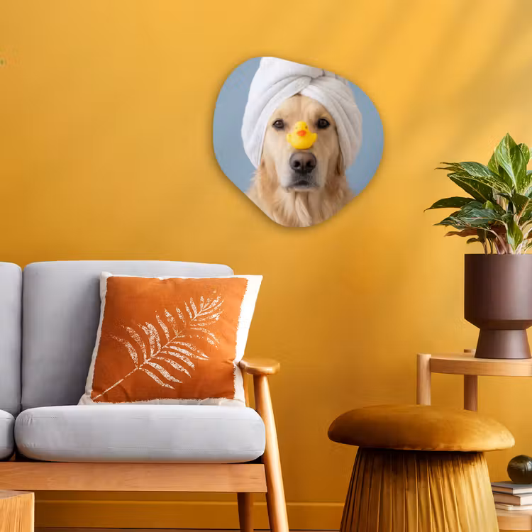 Hond - Badeend - Geel Wandcirkel Organisch Forex 3mm klein -sfeer4