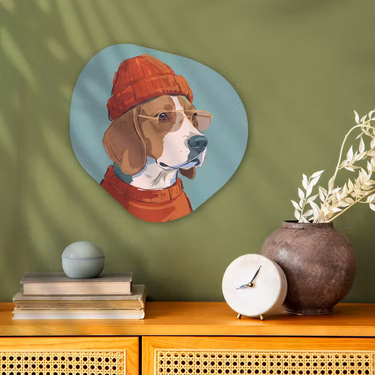 Hond - Beanie - Zonnebril - Dieren - Modern Wandcirkel Organisch Forex 3mm klein -sfeer2