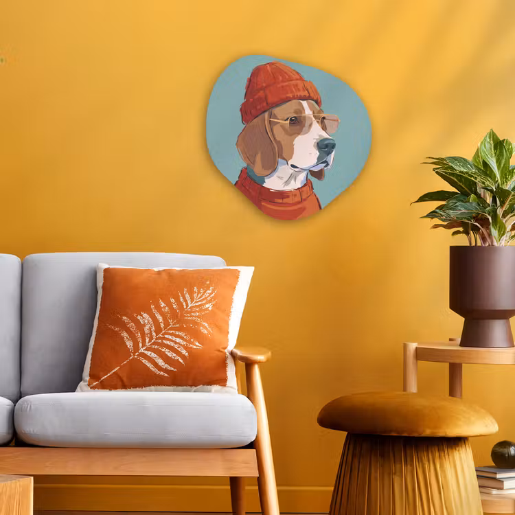 Hond - Beanie - Zonnebril - Dieren - Modern Wandcirkel Organisch Forex 3mm klein -sfeer4