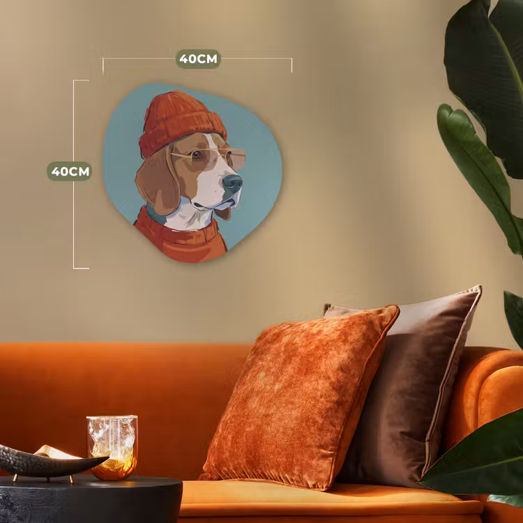 Hond - Beanie - Zonnebril - Dieren - Modern Wandcirkel Organisch Forex 3mm klein -sfeer3