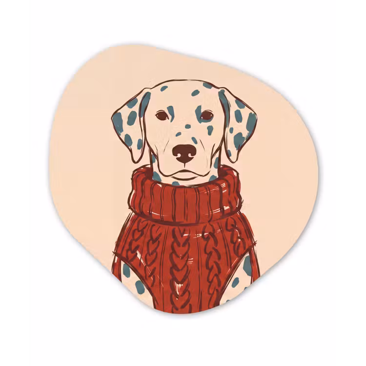 Hond - Trui - Winter - Dieren - Rood Wandcirkel Organisch Forex 3mm klein -3d