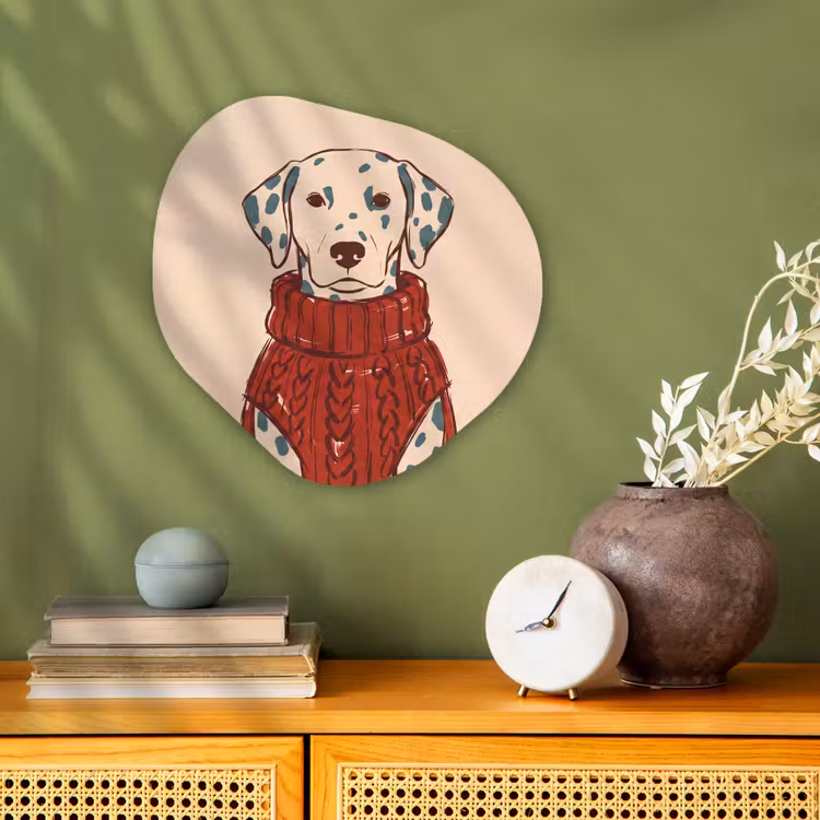 Hond - Trui - Winter - Dieren - Rood Wandcirkel Organisch Forex 3mm klein -sfeer2