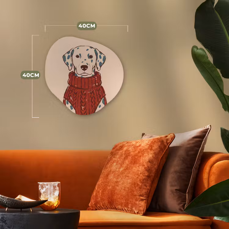 Hond - Trui - Winter - Dieren - Rood Wandcirkel Organisch Forex 3mm klein -sfeer3