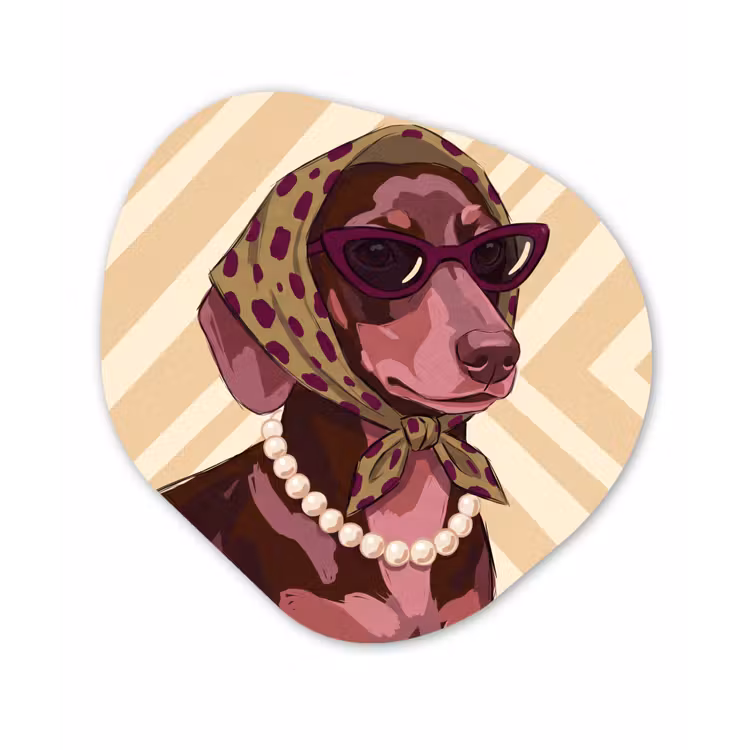 Hond - Zonnebril - Hoofddoek - Dieren - Modern Wandcirkel Organisch Forex 3mm klein -3d