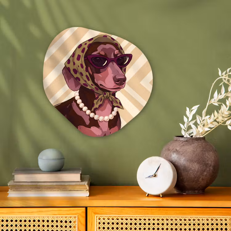 Hond - Zonnebril - Hoofddoek - Dieren - Modern Wandcirkel Organisch Forex 3mm klein -sfeer2