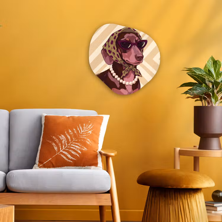 Hond - Zonnebril - Hoofddoek - Dieren - Modern Wandcirkel Organisch Forex 3mm klein -sfeer4