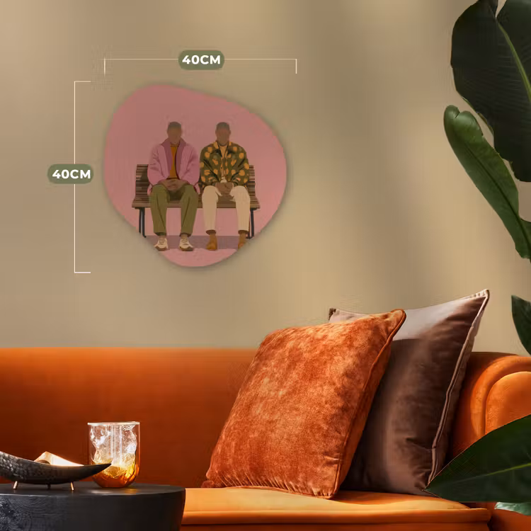 Illustratie - Bankje - Personen - Minimalistisch Wandcirkel Organisch Forex 3mm klein -sfeer3