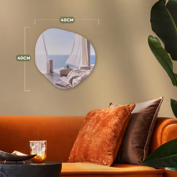 Interieur - Zeezicht - Modern - Rust - Beige Wandcirkel Organisch Forex 3mm klein -sfeer3