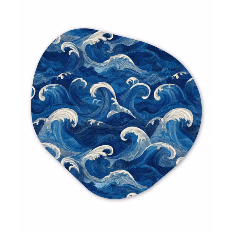 Japans - Oceaan - Golven - Blauw Wandcirkel Organisch Forex 3mm klein 629 -3d