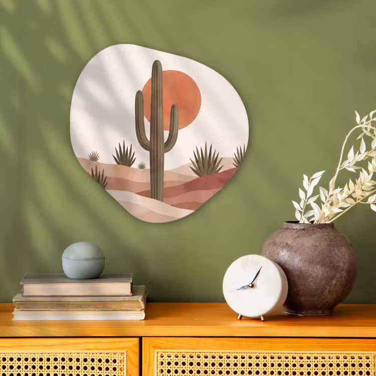 Cactus - Duinen - Modern - Landschap - Groen Wandcirkel Organisch Forex 3mm klein -sfeer2