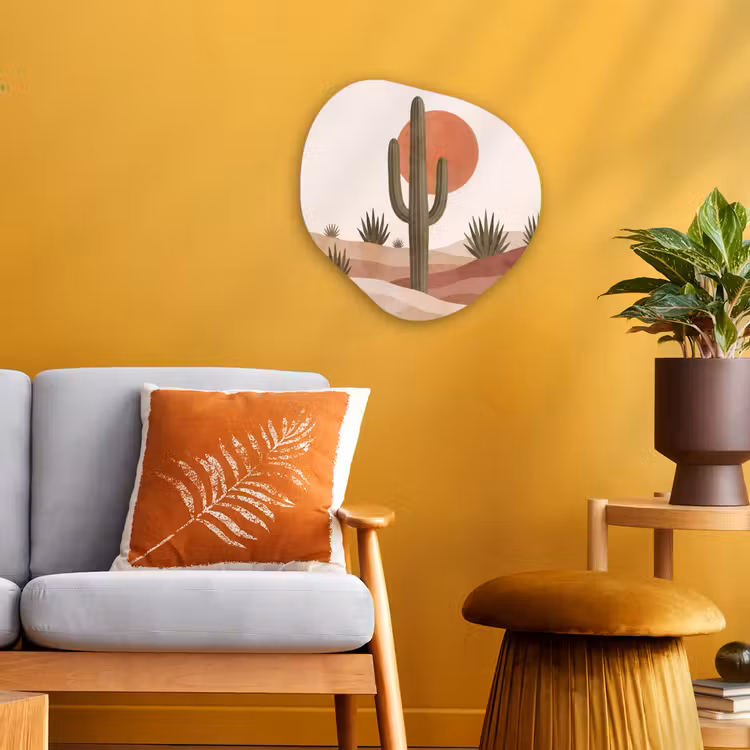 Cactus - Duinen - Modern - Landschap - Groen Wandcirkel Organisch Forex 3mm klein -sfeer4
