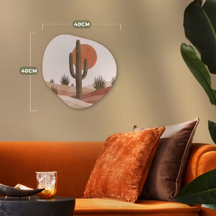 Cactus - Duinen - Modern - Landschap - Groen Wandcirkel Organisch Forex 3mm klein -sfeer3