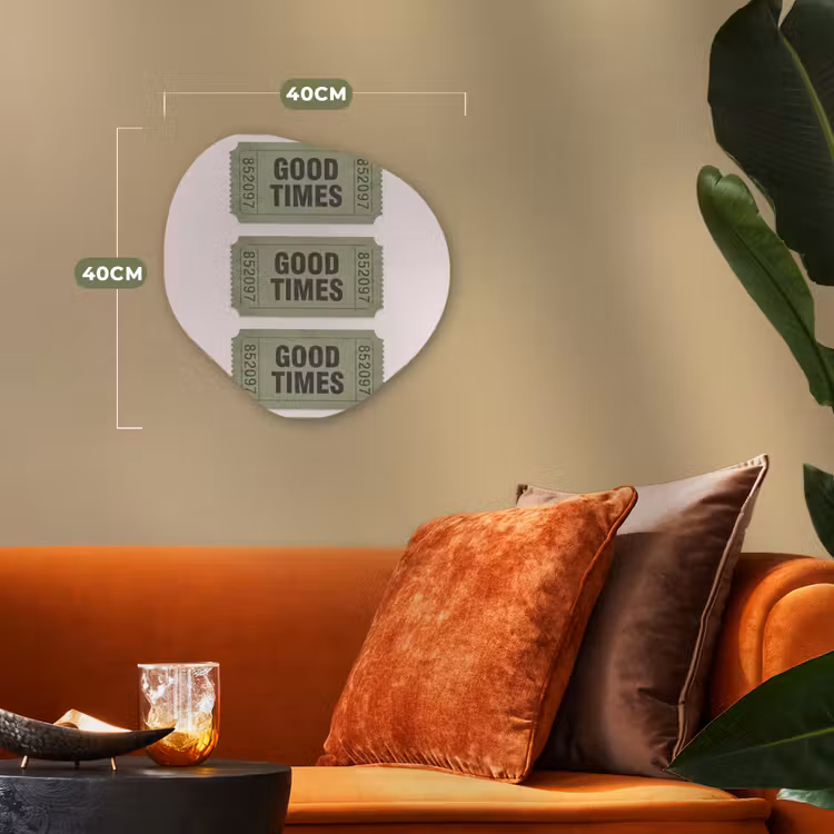 Kaartje - Vintage - Groen - Evenement - Collectie Wandcirkel Organisch Forex 3mm klein -sfeer3