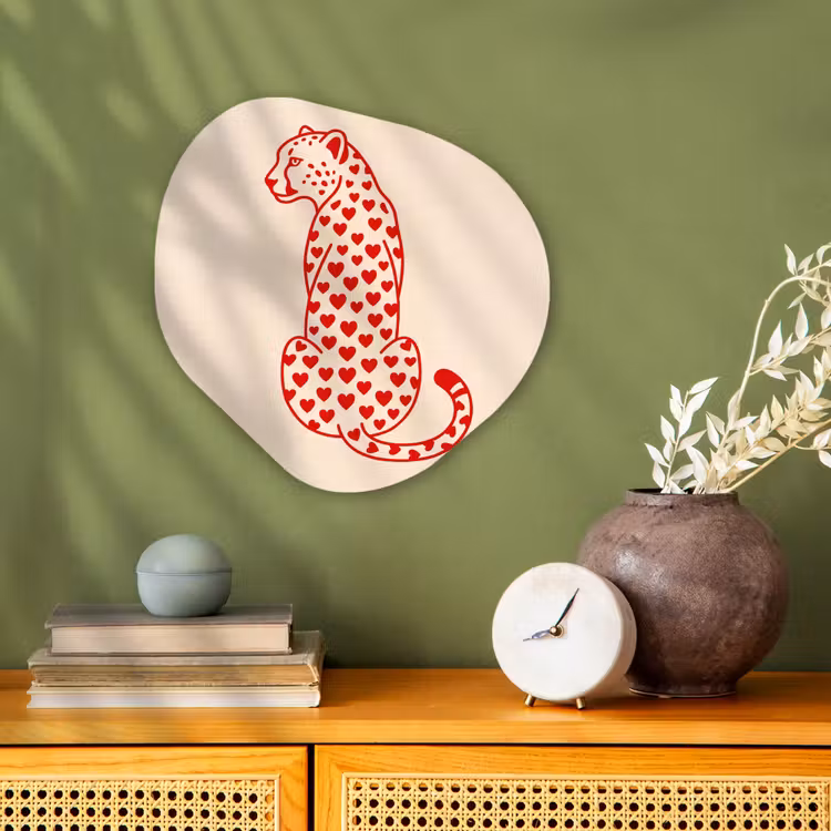 Kat - Harten - Dieren - Modern - Rood Wandcirkel Organisch Forex 3mm klein -sfeer2