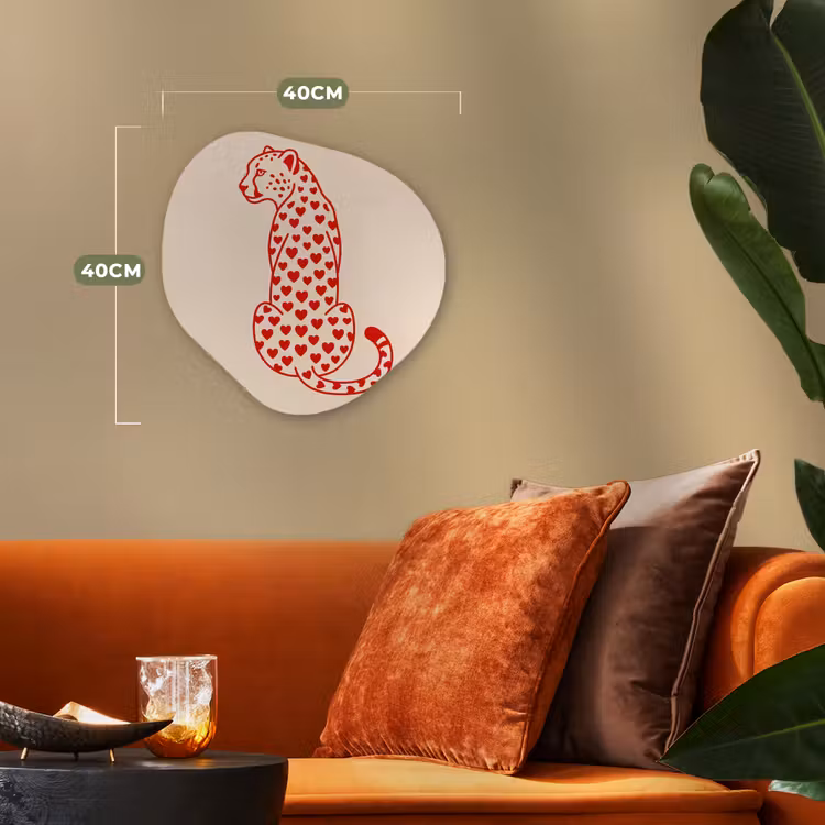 Kat - Harten - Dieren - Modern - Rood Wandcirkel Organisch Forex 3mm klein -sfeer3