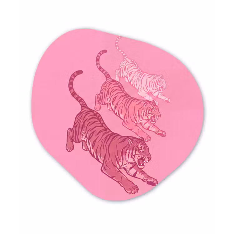 Kat - Springend - Dieren - Roze - Modern Wandcirkel Organisch Forex 3mm klein -3d