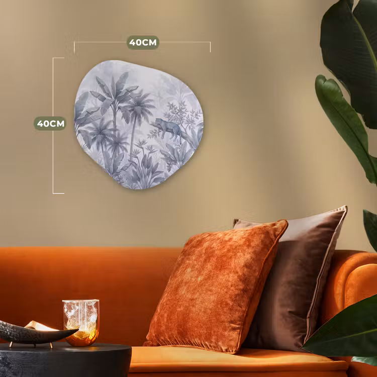 Kat - Tropisch bos - Modern - Grijs Wandcirkel Organisch Forex 3mm klein -sfeer3