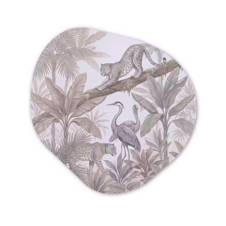 Kat - Vogel - Jungle - Illustratie - Dieren Wandcirkel Organisch Forex 3mm klein -3d