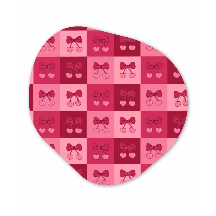 Kersen - Strikjes - Speels - Roze - Bordeaux Wandcirkel Organisch Forex 3mm klein 629 -3d