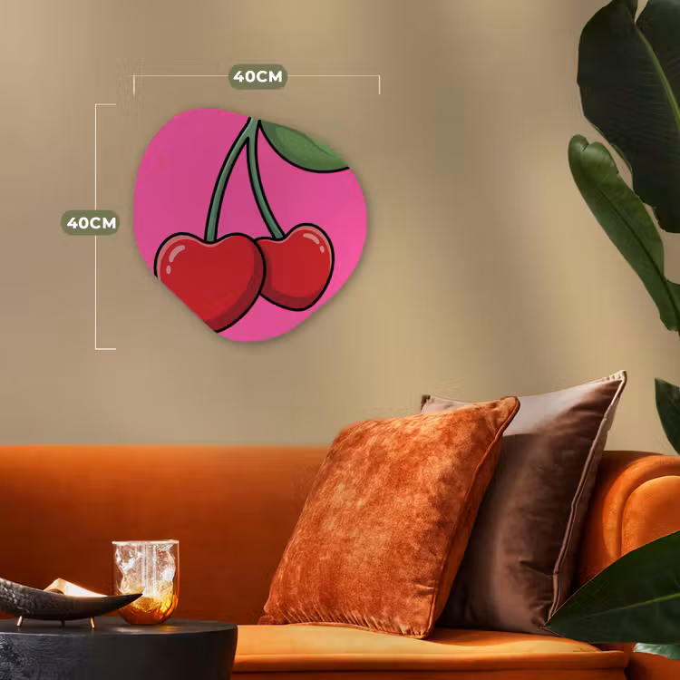 Kers - Roze - Fruit Wandcirkel Organisch Forex 3mm klein -sfeer3