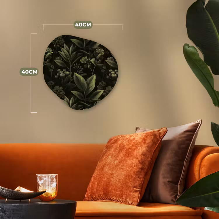 Klassiek - Donker - Botanisch - Planten Wandcirkel Organisch Forex 3mm klein 629 -sfeer3