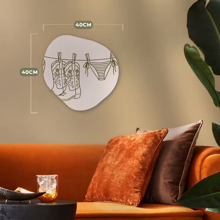 Kleding - Waslijn - Zomer - Lijntekening - Groen Wandcirkel Organisch Forex 3mm klein -sfeer3