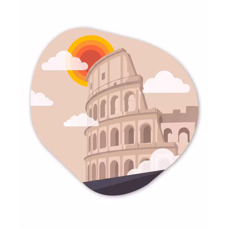 Colosseum - Zonsopgang - Rome - Architectuur - Beige Wandcirkel Organisch Forex 3mm klein -3d