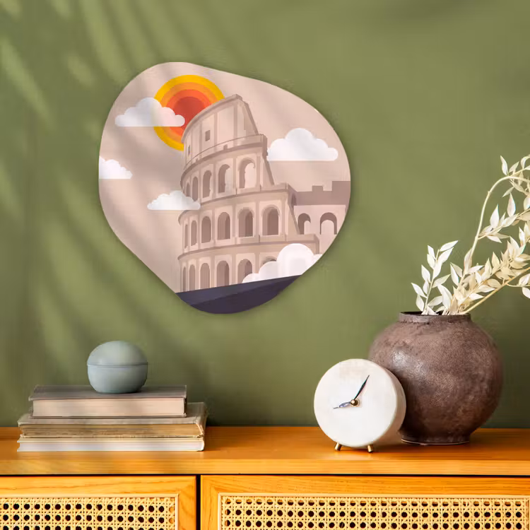 Colosseum - Zonsopgang - Rome - Architectuur - Beige Wandcirkel Organisch Forex 3mm klein -sfeer2
