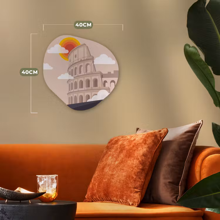 Colosseum - Zonsopgang - Rome - Architectuur - Beige Wandcirkel Organisch Forex 3mm klein -sfeer3