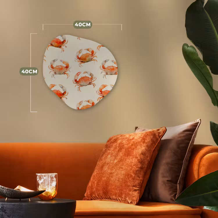 Krabben - Patroon - Oranje Wandcirkel Organisch Forex 3mm klein 629 -sfeer3