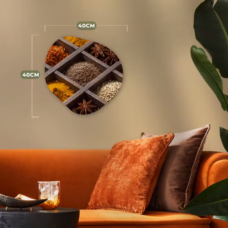 Forexbild Organische Form - Kräuter – Holz – Essen - Kruiden - Houten - Eten Wandcirkel Organisch Forex 3mm klein