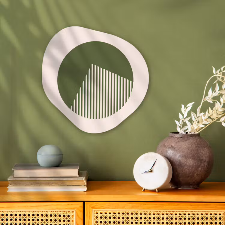 Cirkel - Strepen - Geometrisch - Abstract - Groen Wandcirkel Organisch Forex 3mm klein -sfeer2