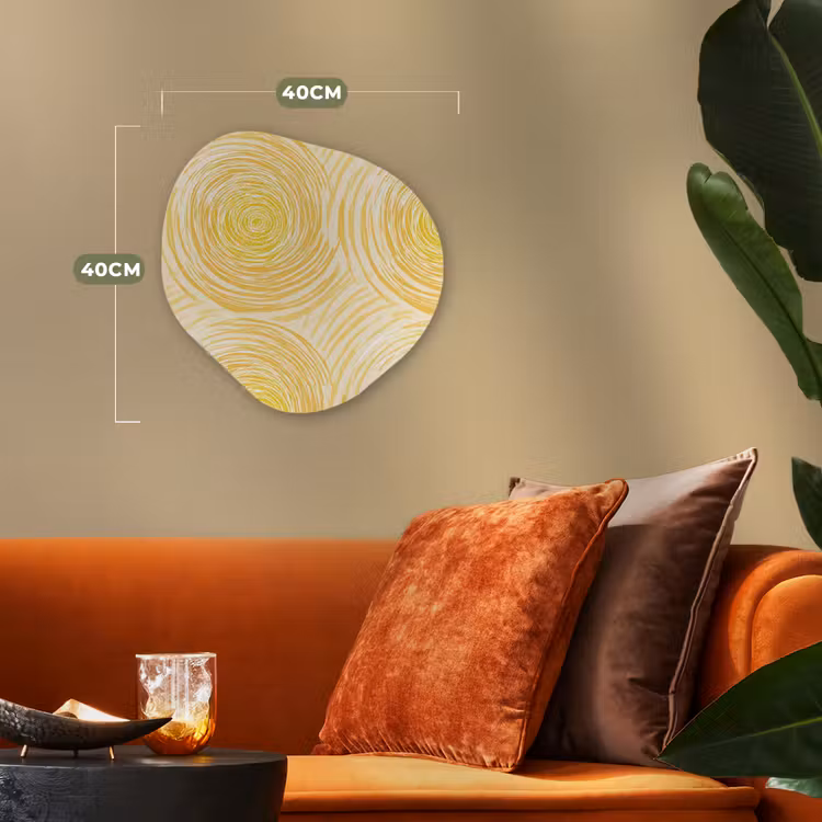 Cirkels - Abstract - Artistiek - Geel Wandcirkel Organisch Forex 3mm klein 629 -sfeer3