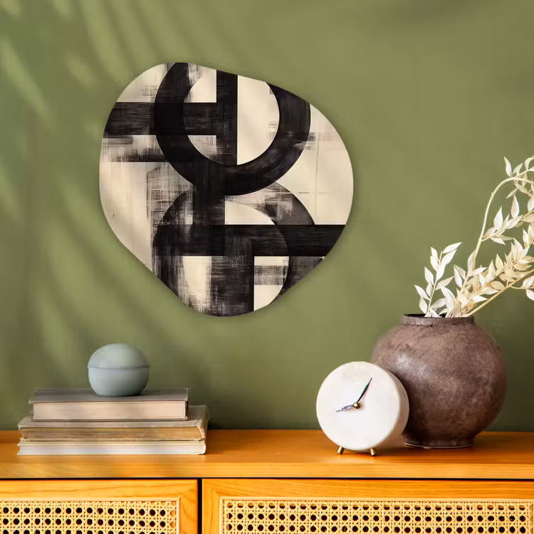 Cirkels - Balken - Zwart - Abstract Wandcirkel Organisch Forex 3mm klein -sfeer2
