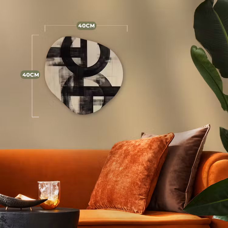 Cirkels - Balken - Zwart - Abstract Wandcirkel Organisch Forex 3mm klein -sfeer3