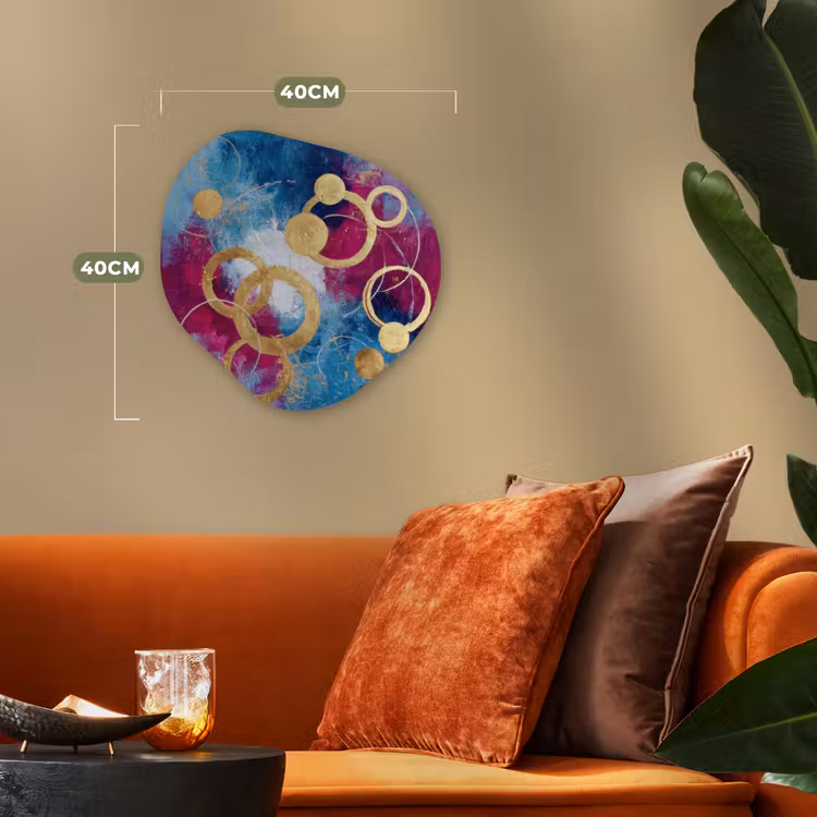 Cirkels - Goud - Abstract Wandcirkel Organisch Forex 3mm klein -sfeer3