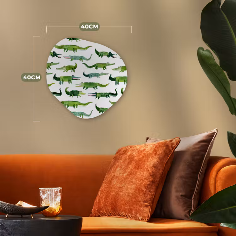 krokodillen - Speels - Groen Wandcirkel Organisch Forex 3mm klein 629 -sfeer3