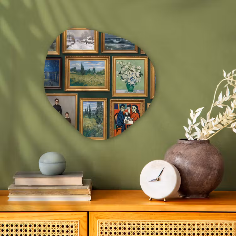 Kunst - Schilderijen - Collectie - Klassiek - Groen Wandcirkel Organisch Forex 3mm klein -sfeer2