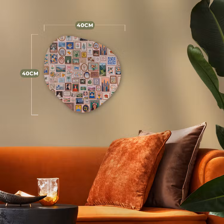 Kunst - Collectie - Decoratie - Modern - Kleurrijk Wandcirkel Organisch Forex 3mm klein -sfeer3