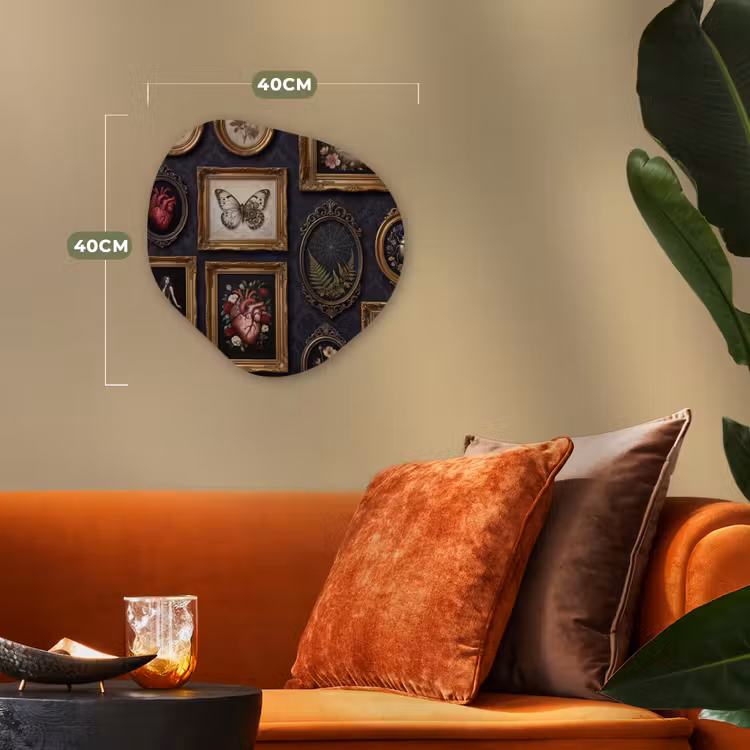 Kunst - Collectie - Vintage - Klassiek - Donker Wandcirkel Organisch Forex 3mm klein -sfeer3
