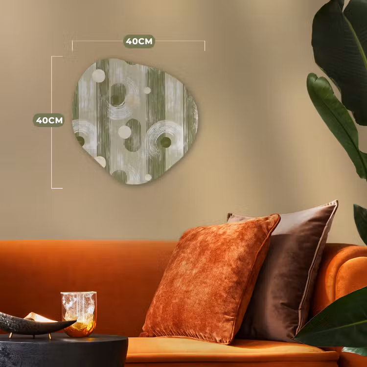 Artistiek - Modern - Groen Wandcirkel Organisch Forex 3mm klein 629 -sfeer3