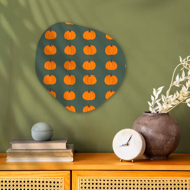 Pompoen - Patroon - Oranje Wandcirkel Organisch Forex 3mm klein 629 -sfeer2