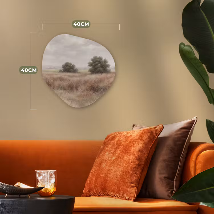 Landschap - Minimalistisch - Beige Wandcirkel Organisch Forex 3mm klein -sfeer3