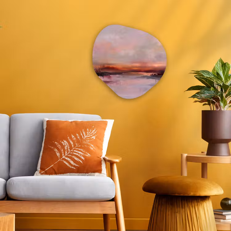 Landschap - Zonsondergang - Abstract - Modern - Roze Wandcirkel Organisch Forex 3mm klein -sfeer4