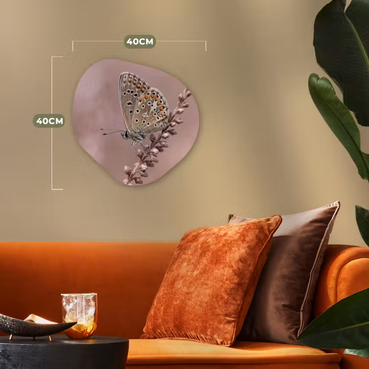 Lavendel - Vlinder - Paars Wandcirkel Organisch Forex 3mm klein -sfeer3